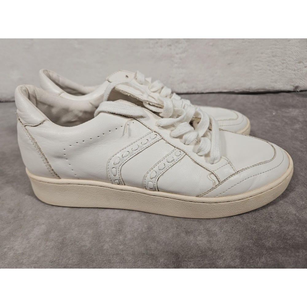 White Raven Shoes Women's 7 White Leather Comfort Lace Up Sneakers